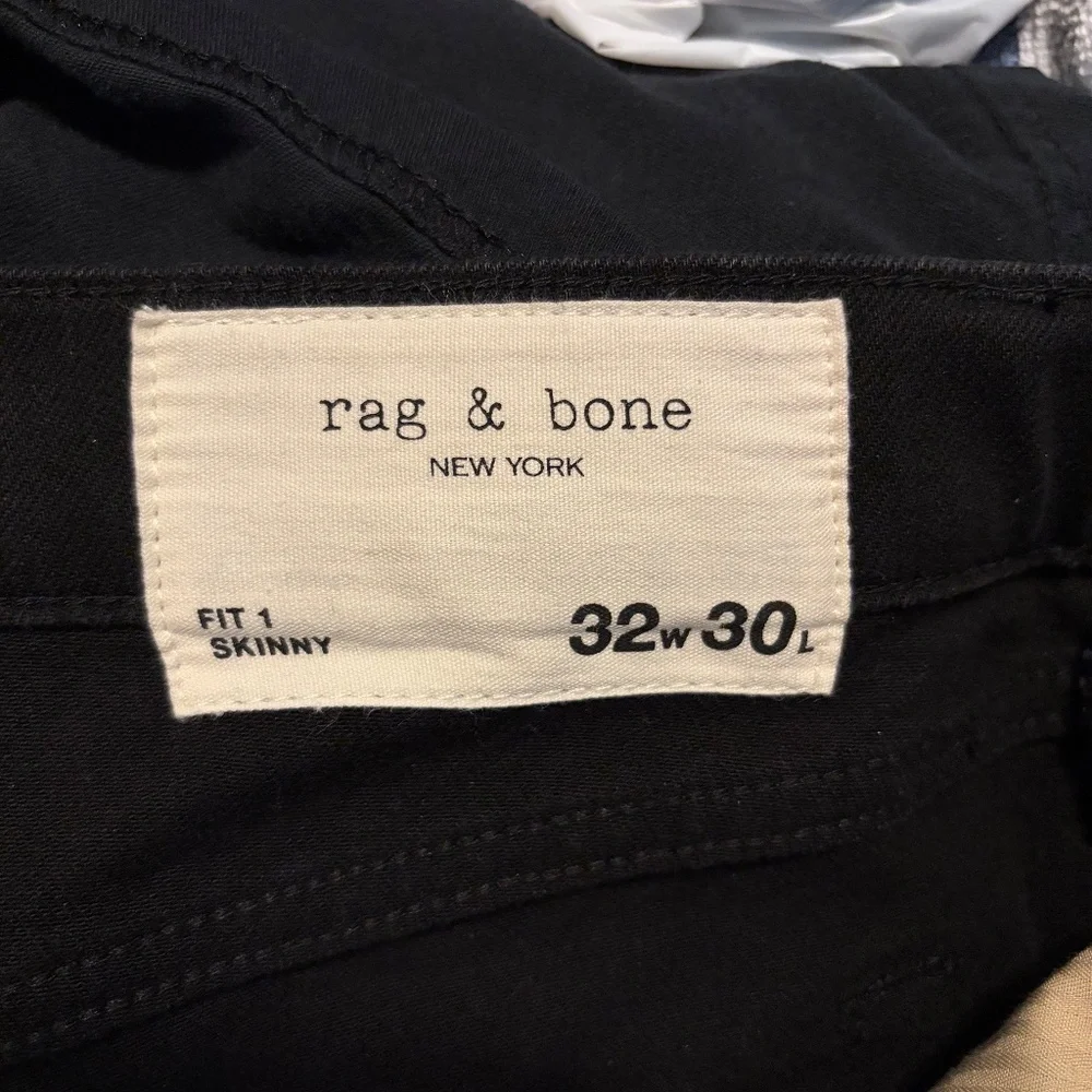 rag & bone Men's Fit 1 Skinny Black Slim Jeans Size 32x30 - Picture 4 of 6